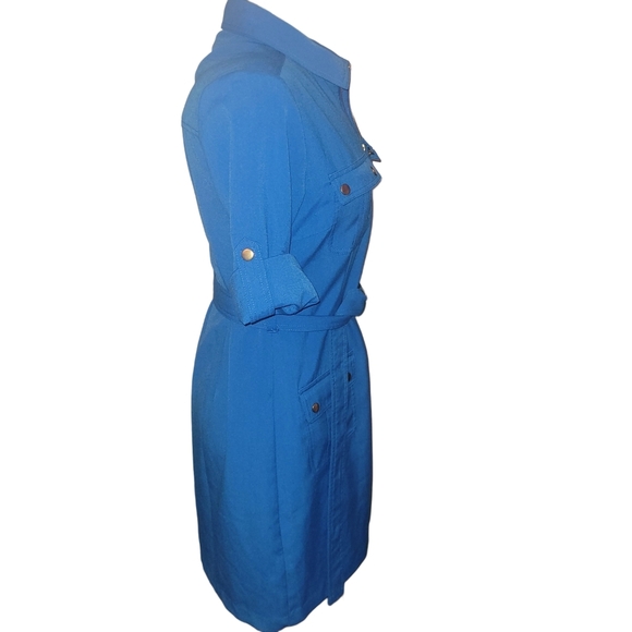 Sharagano Blue Belted Utility Dress 6 - Picture 4 of 7